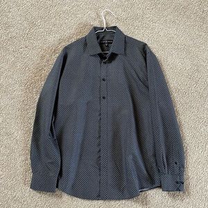 Men's Slim-Fit Non-Iron Performance Stretch Dot-Print Dress Shirt